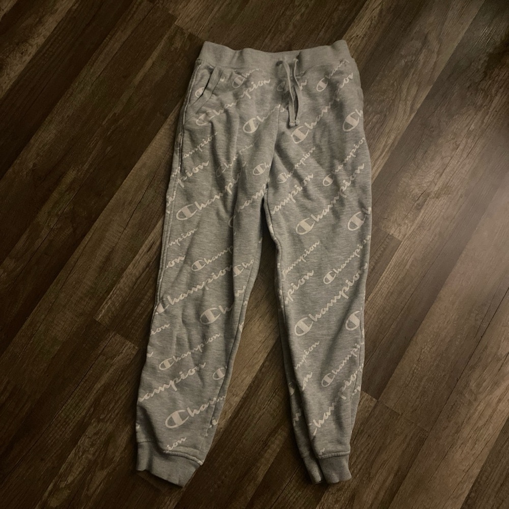 Champion Kids Logo Print Gray Joggers